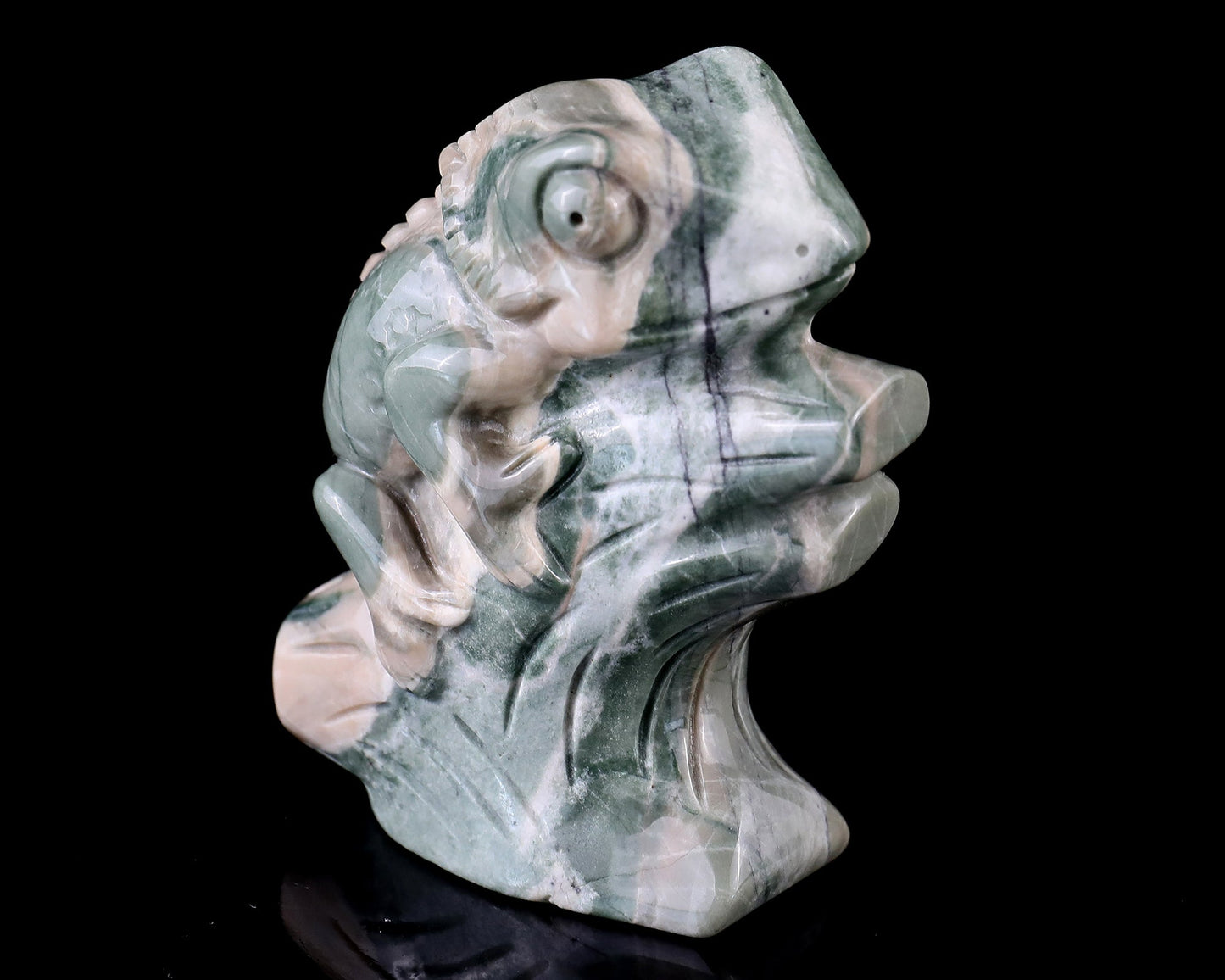 Nicedony 3.0" Jiulong Jade Hand Carved Crystal Lizard Sculpture - View 3