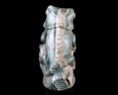Nicedony 3.0" Jiulong Jade Hand Carved Crystal Lizard Sculpture - View 5