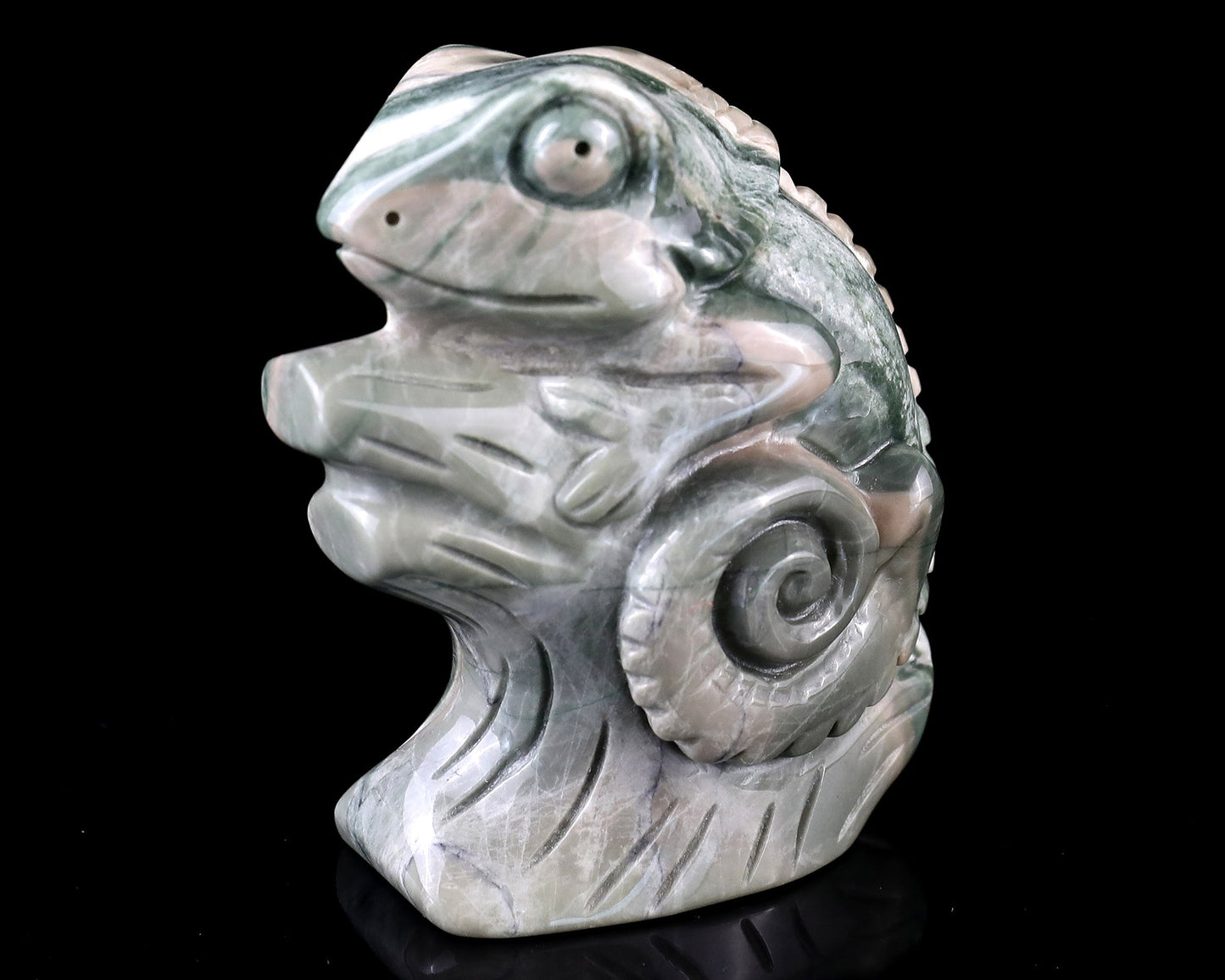 Nicedony 3.0" Jiulong Jade Hand Carved Crystal Lizard Sculpture - View 7