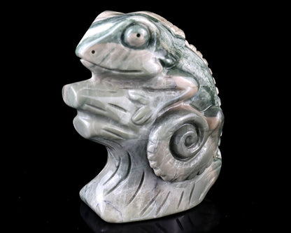 Nicedony 3.0" Jiulong Jade Hand Carved Crystal Lizard Sculpture - View 7