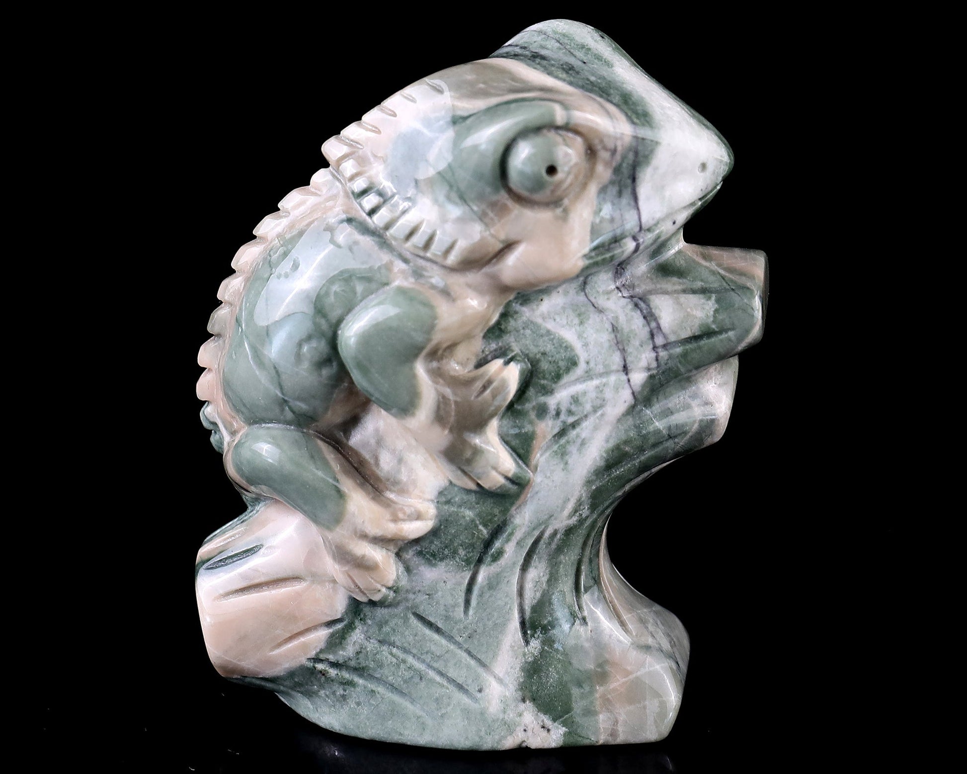 Nicedony 3.0" Jiulong Jade Hand Carved Crystal Lizard Sculpture - View 4