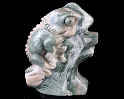 Nicedony 3.0" Jiulong Jade Hand Carved Crystal Lizard Sculpture - View 4