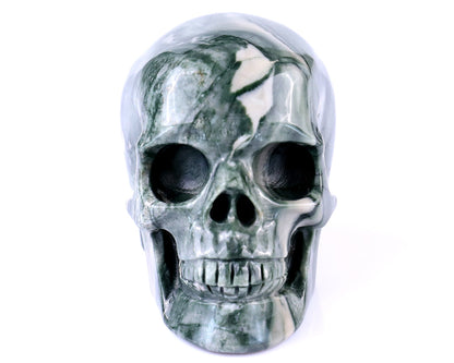 Nicedony 3.0" Jiulong Jade Hand Carved Realistic Skull Sculpture - #2100029