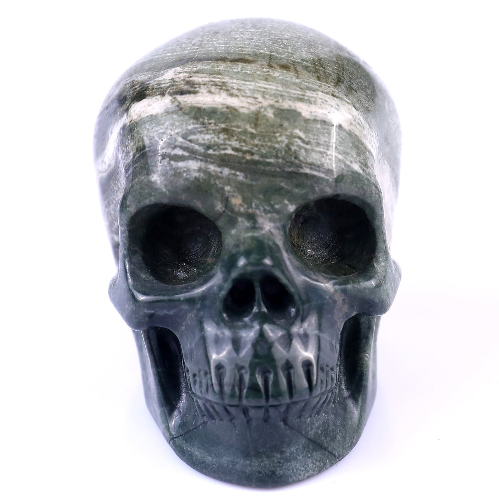 Nicedony 3.0" Jiulong Jade Hand Carved Realistic Skull Sculpture - View 9