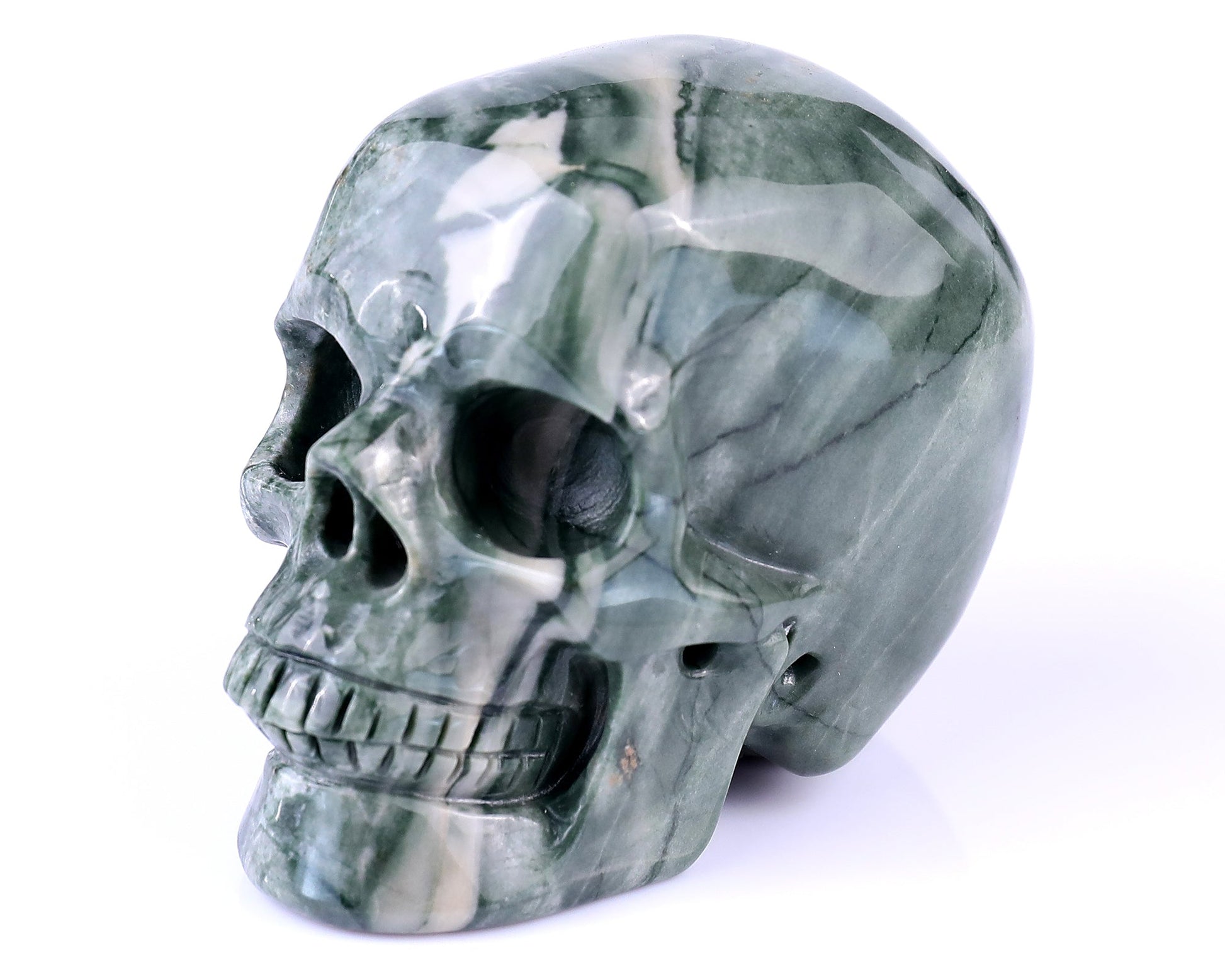 Nicedony 3.0" Jiulong Jade Hand Carved Realistic Skull Sculpture - View 7