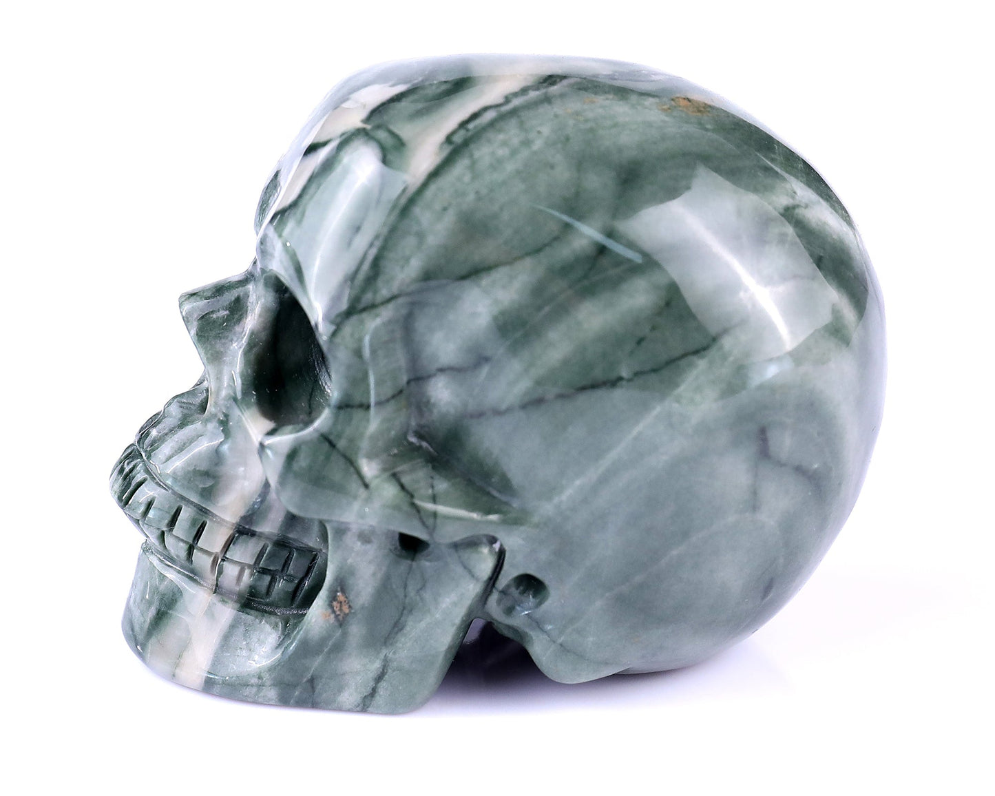 Nicedony 3.0" Jiulong Jade Hand Carved Realistic Skull Sculpture - View 4