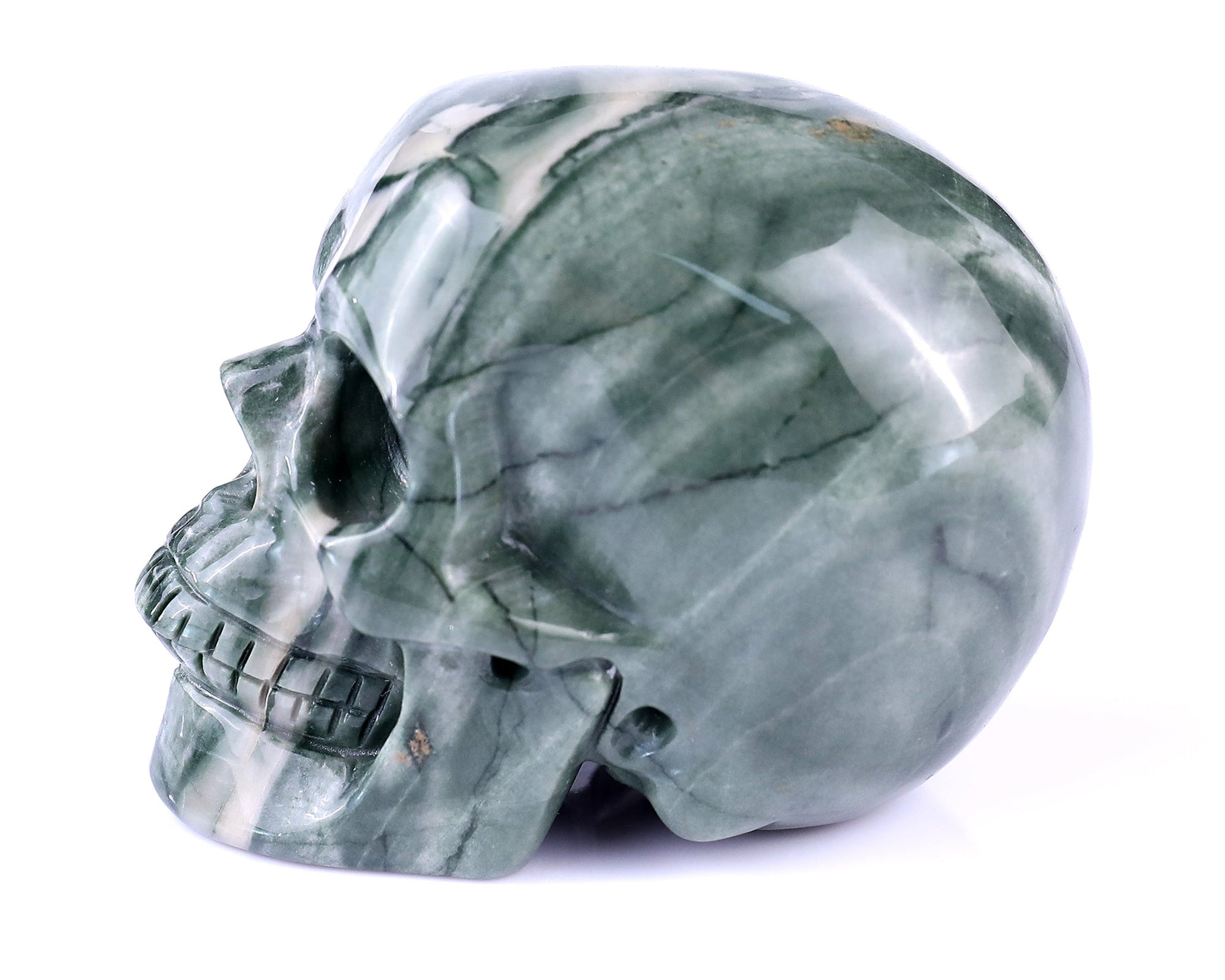 Nicedony 3.0" Jiulong Jade Hand Carved Realistic Skull Sculpture - View 4