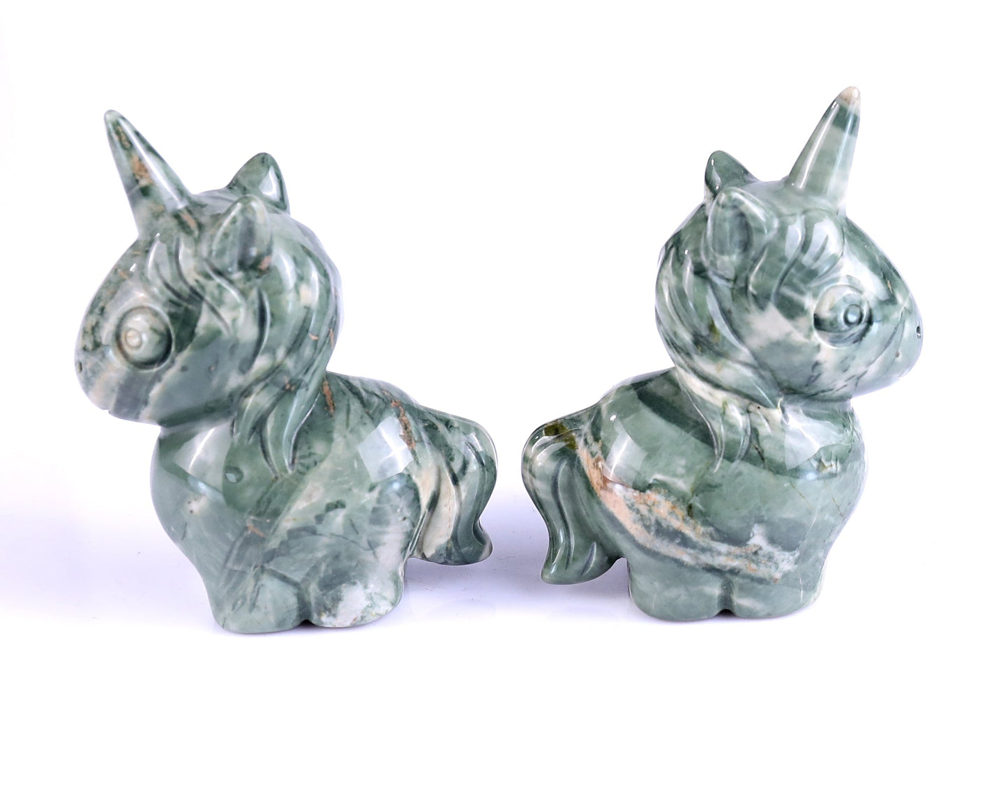 Nicedony 3.0" Jiulong Jade Hand Carved Crystal Unicorn Sculpture - View 5