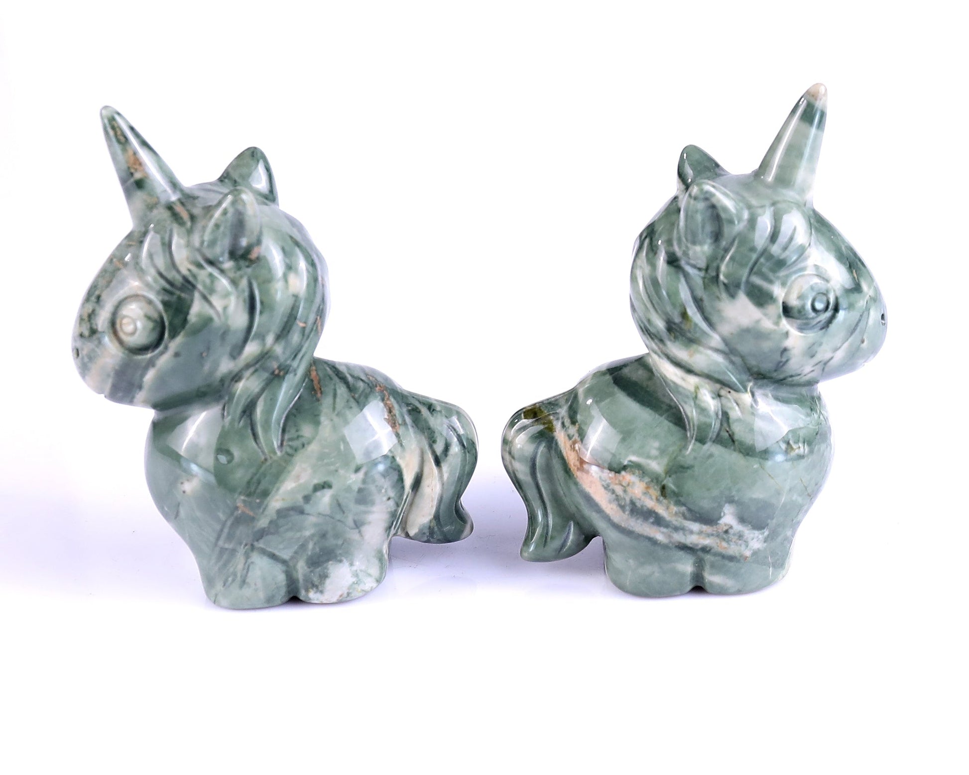 Nicedony 3.0" Jiulong Jade Hand Carved Crystal Unicorn Sculpture - View 5