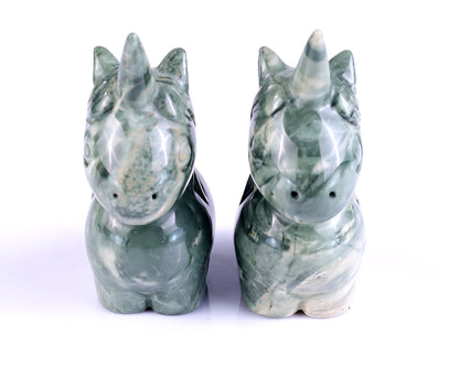 Nicedony 3.0" Jiulong Jade Hand Carved Crystal Unicorn Sculpture - View 3