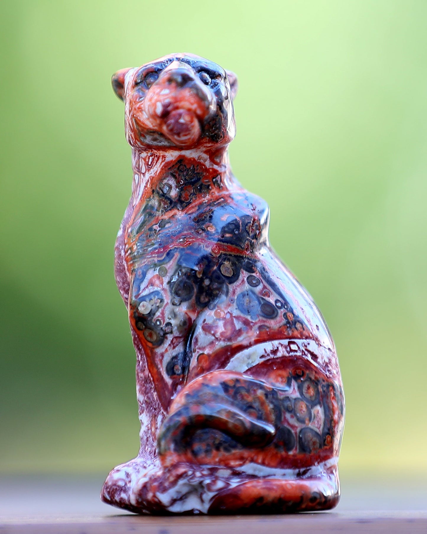 Nicedony 3.0" Leopard Skin Agate Hand Carved Crystal Leopard Sculpture