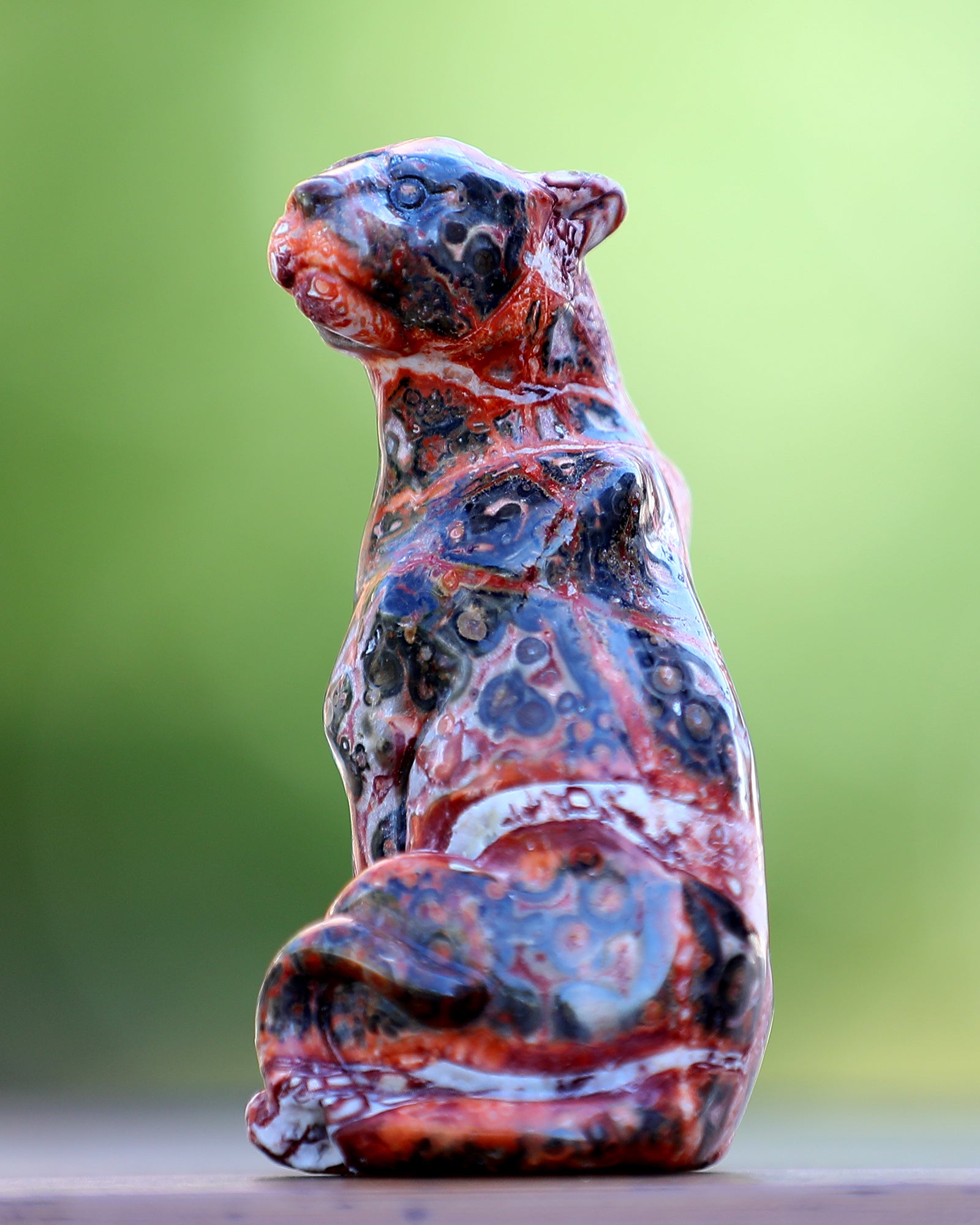 Nicedony 3.0" Leopard Skin Agate Hand Carved Crystal Leopard Sculpture - View 3