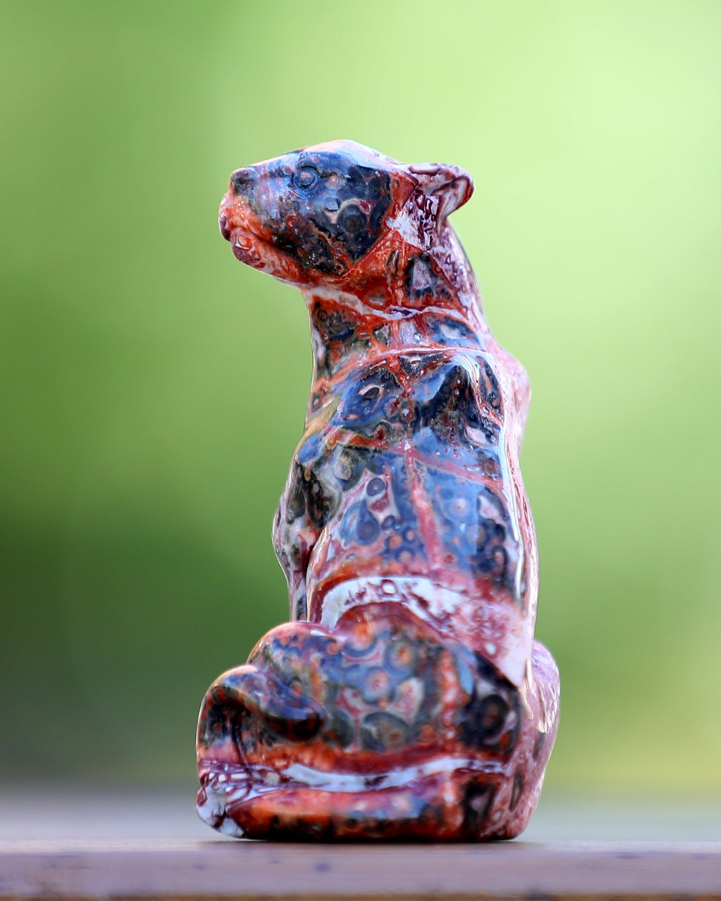 Nicedony 3.0" Leopard Skin Agate Hand Carved Crystal Leopard Sculpture - View 4