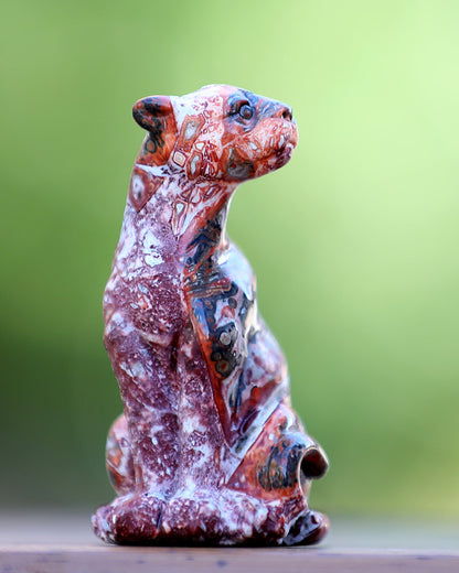 Nicedony 3.0" Leopard Skin Agate Hand Carved Crystal Leopard Sculpture - View 8