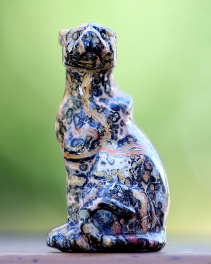 Nicedony 3.0" Leopard Skin Agate Hand Carved Crystal Leopard Sculpture