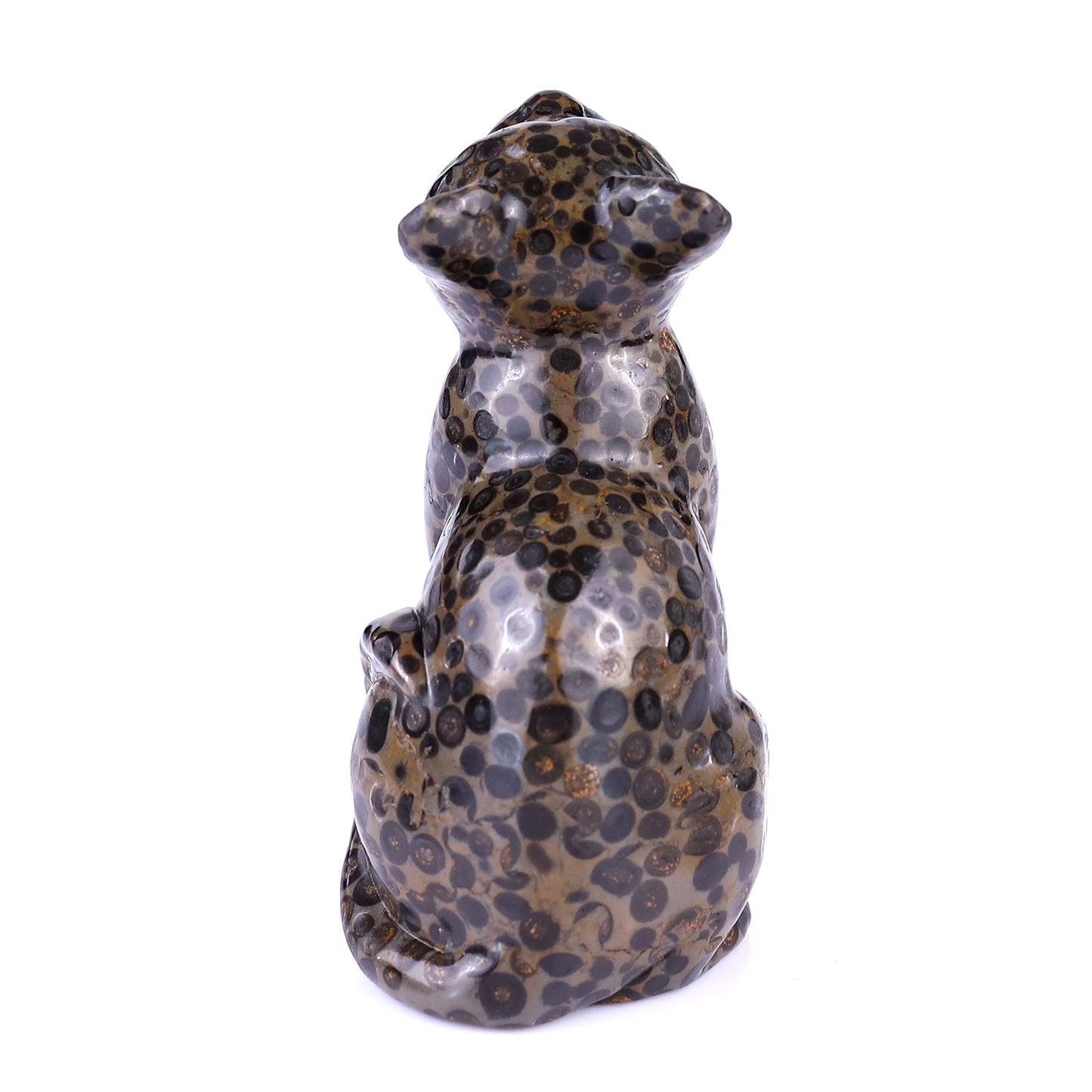 Nicedony 3.0" Leopard Skin Jasper Hand Carved Crystal Cat Sculpture - View 5