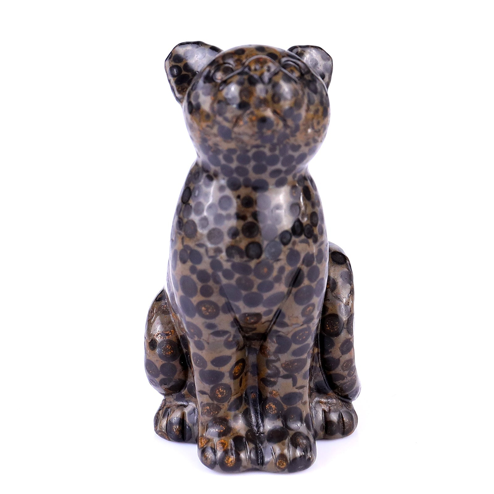 Nicedony 3.0" Leopard Skin Jasper Hand Carved Crystal Cat Sculpture - View 2