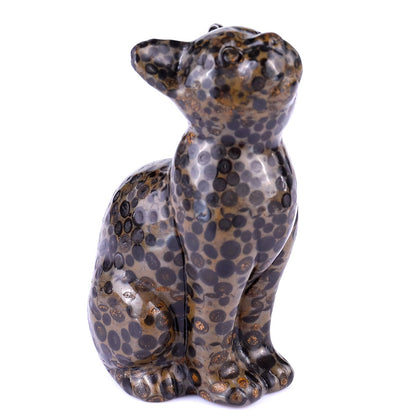 Nicedony 3.0" Leopard Skin Jasper Hand Carved Crystal Cat Sculpture