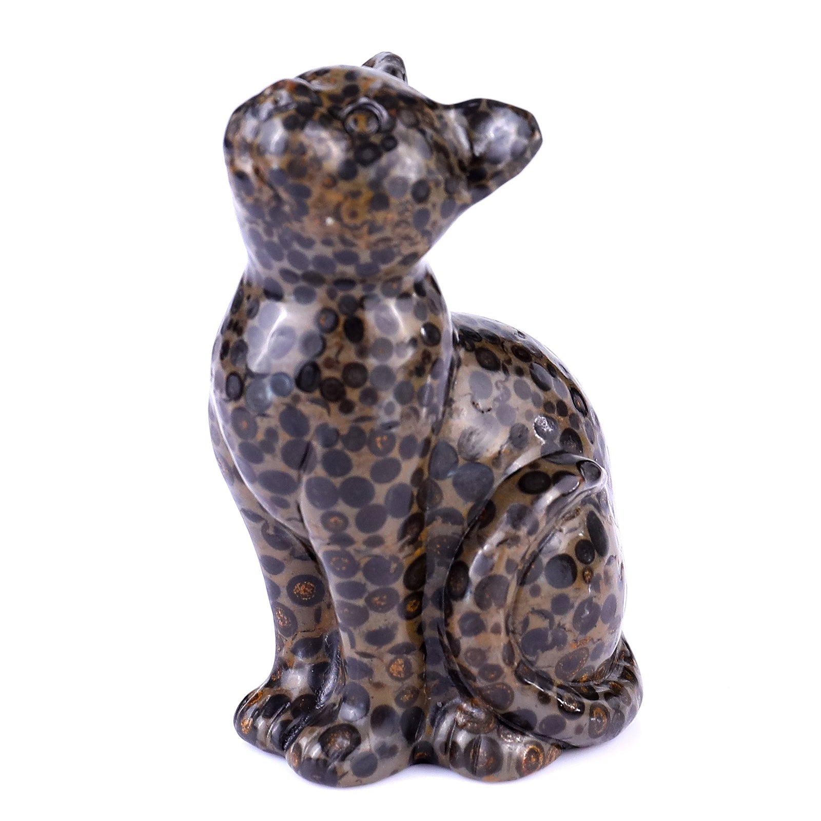 Nicedony 3.0" Leopard Skin Jasper Hand Carved Crystal Cat Sculpture - View 7
