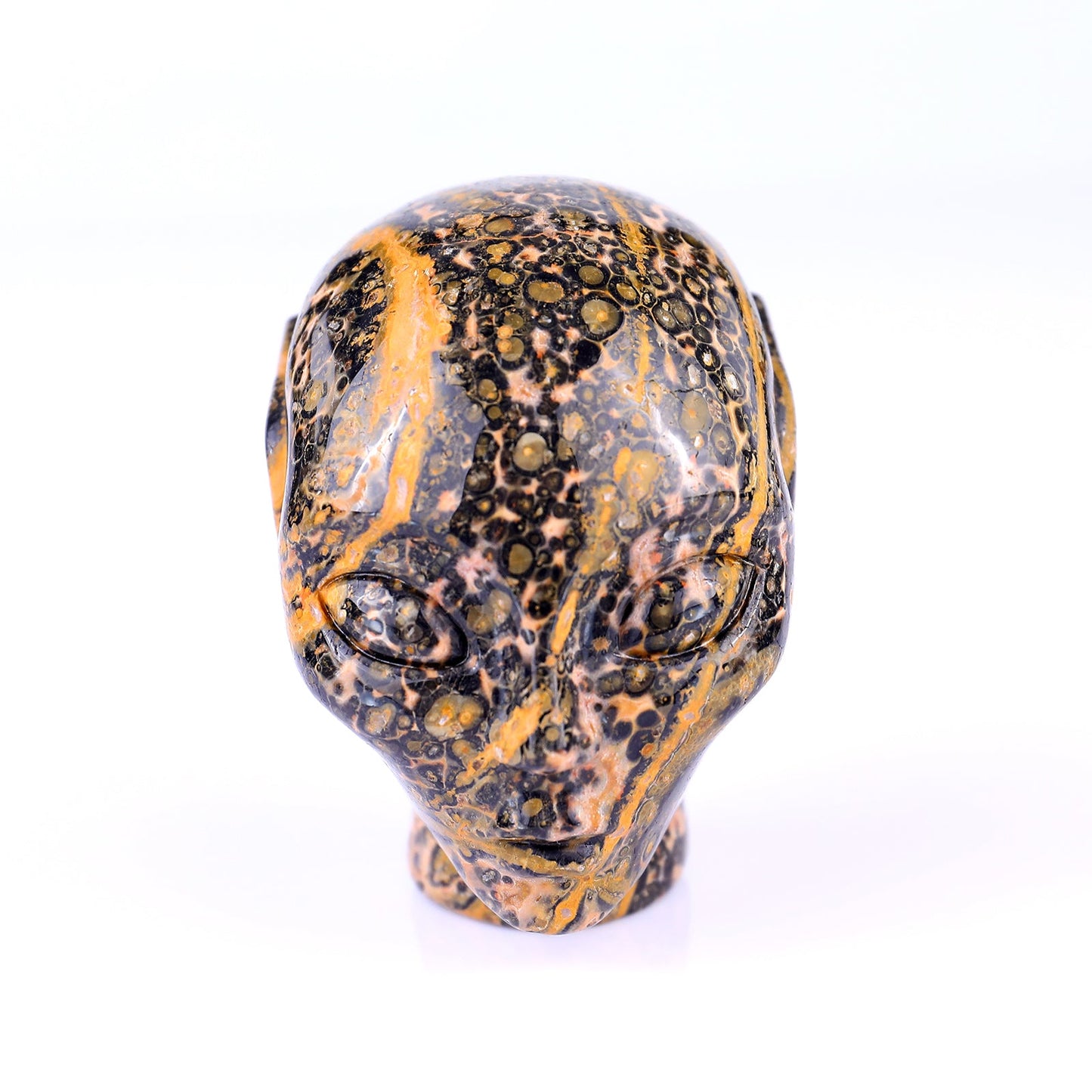 Nicedony 3.0" Leopard Skin Jasper Hand Carved Elf Alien Sculpture - View 2