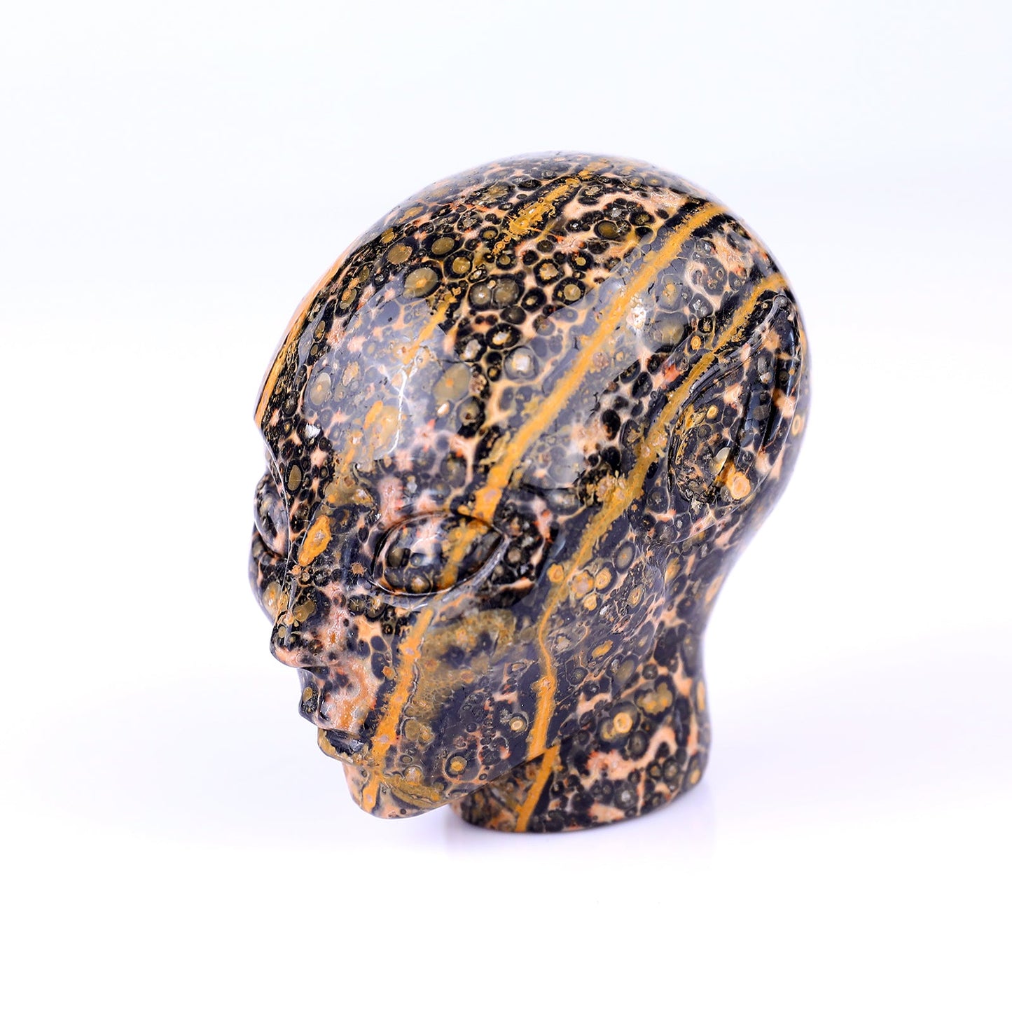 Nicedony 3.0" Leopard Skin Jasper Hand Carved Elf Alien Sculpture - View 7