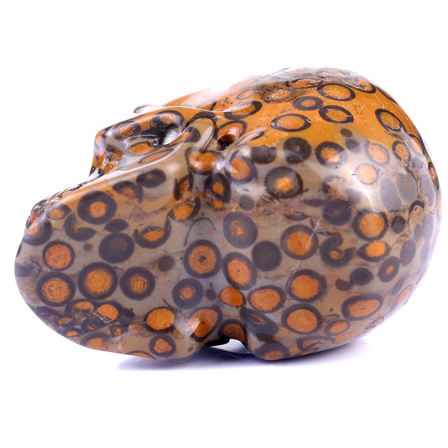 Nicedony 3.0" Leopard Skin Jasper Hand Carved Realistic Skull - View 5
