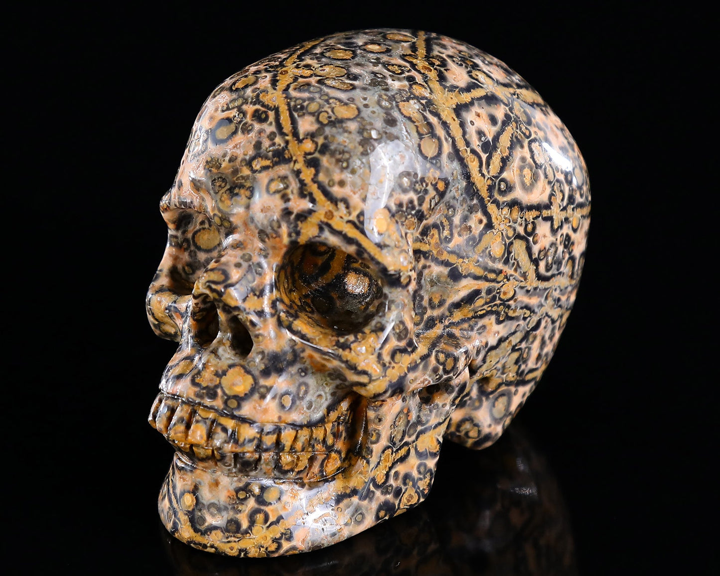 Nicedony 3.0" Leopard Skin Jasper Hand Carved Crystal Skull Sculpture - View 6