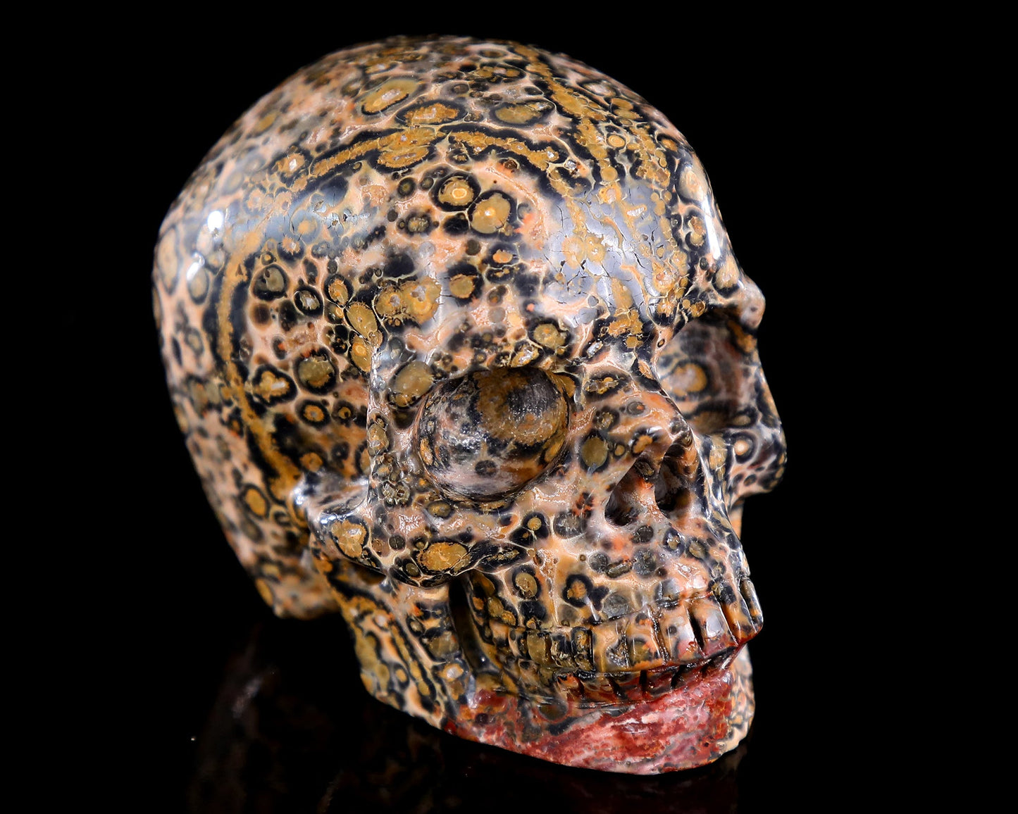 Nicedony 3.0" Leopard Skin Jasper Hand Carved Crystal Skull Sculpture - View 8