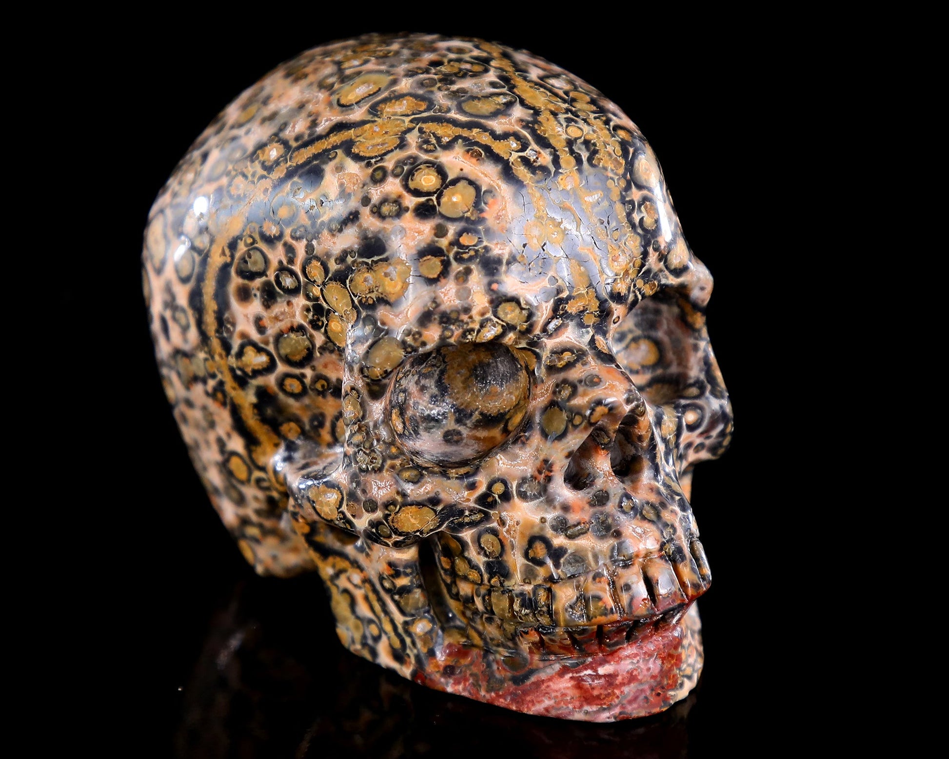 Nicedony 3.0" Leopard Skin Jasper Hand Carved Crystal Skull Sculpture - View 8