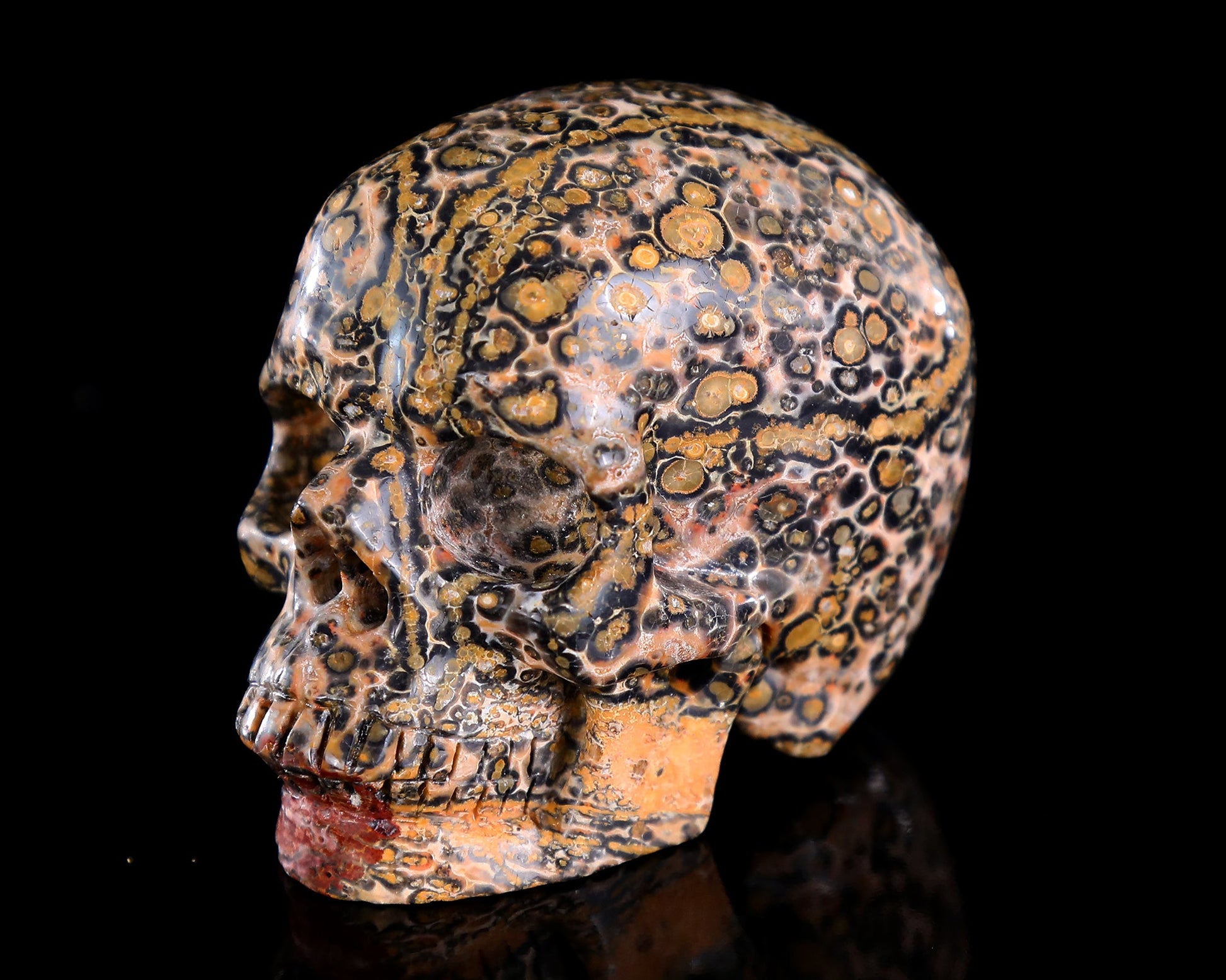 Nicedony 3.0" Leopard Skin Jasper Hand Carved Crystal Skull Sculpture - View 13