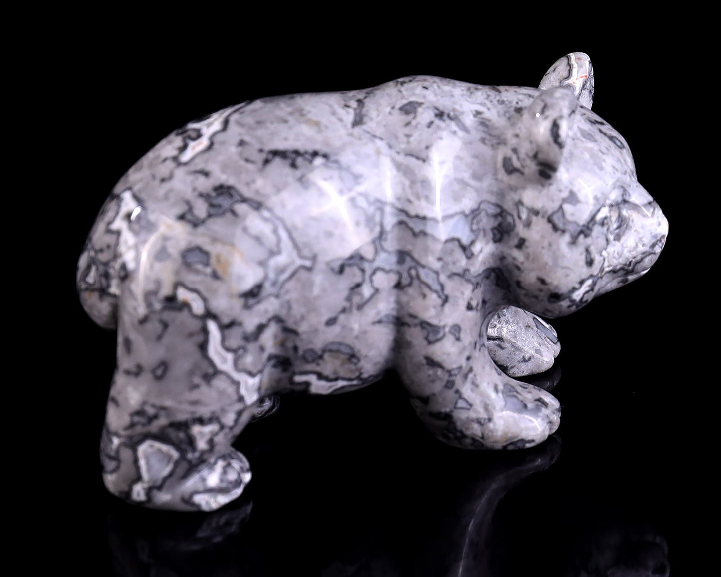 Nicedony 3.0" Map Jasper Hand Carved Crystal Panda Sculpture - View 2