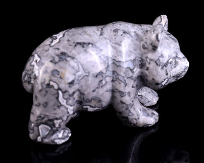Nicedony 3.0" Map Jasper Hand Carved Crystal Panda Sculpture - View 2