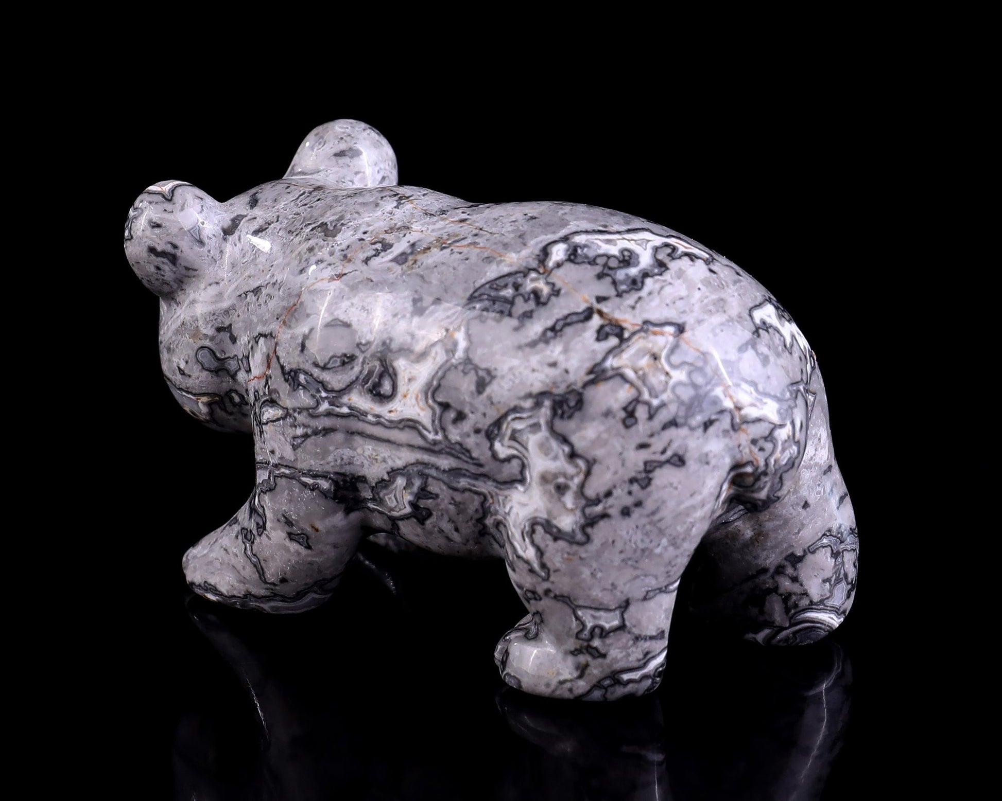 Nicedony 3.0" Map Jasper Hand Carved Crystal Panda Sculpture - View 5