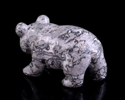 Nicedony 3.0" Map Jasper Hand Carved Crystal Panda Sculpture - View 5