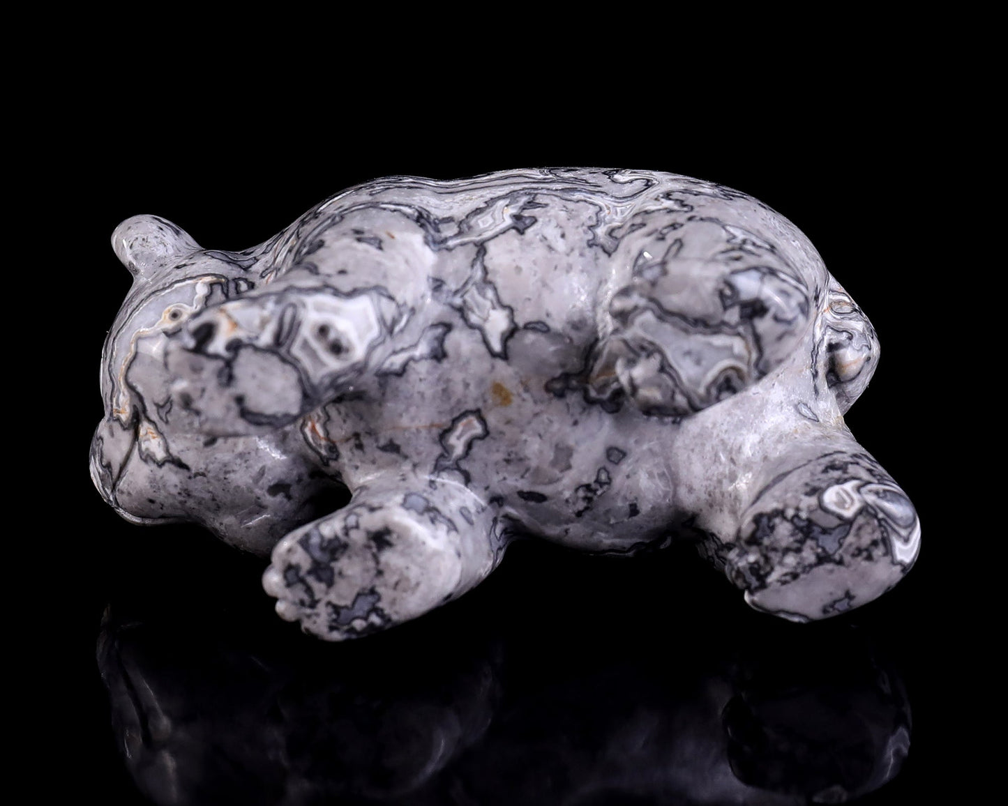 Nicedony 3.0" Map Jasper Hand Carved Crystal Panda Sculpture - View 7