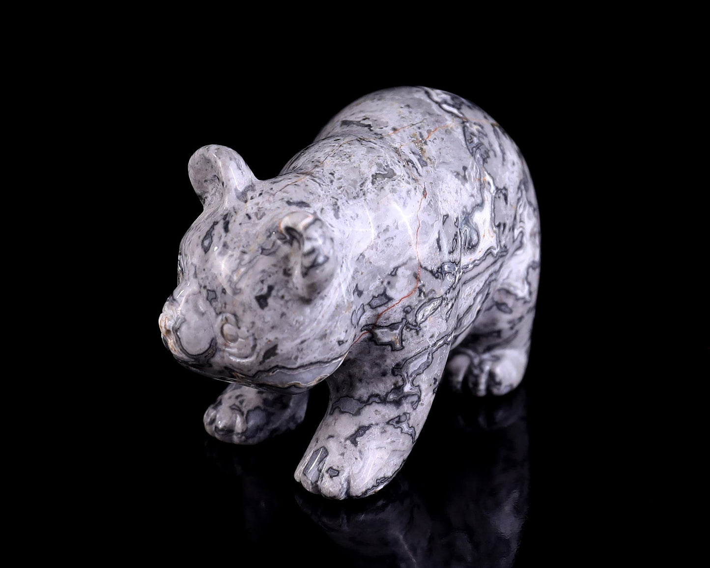 Nicedony 3.0" Map Jasper Hand Carved Crystal Panda Sculpture - View 8