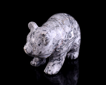 Nicedony 3.0" Map Jasper Hand Carved Crystal Panda Sculpture - View 8