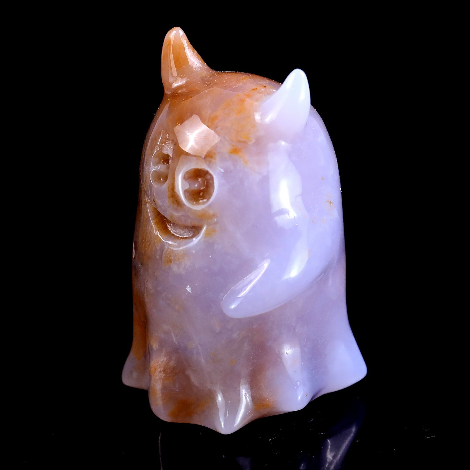 Nicedony 3.0” Natural Chalcedony Hand Carved Crystal Ghost Sculpture, Halloween Gift - View 7