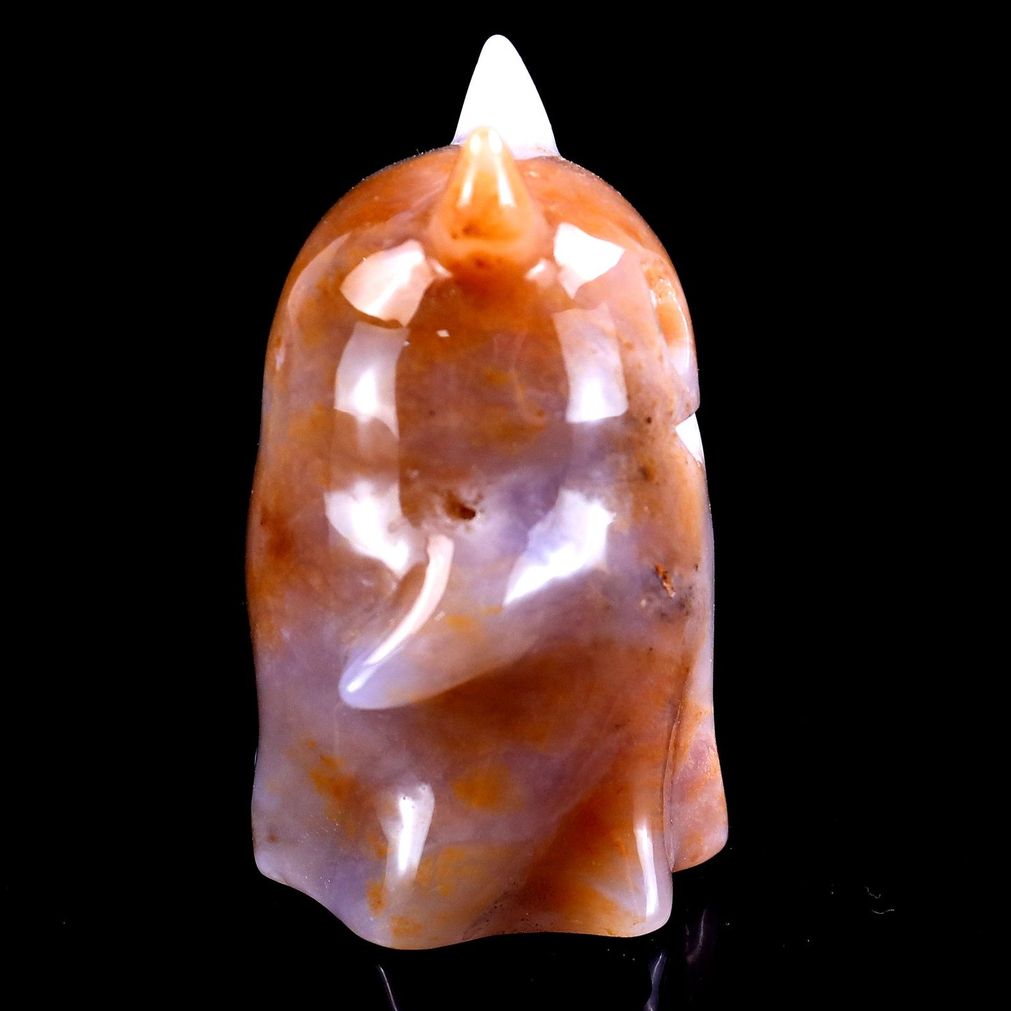 Nicedony 3.0” Natural Chalcedony Hand Carved Crystal Ghost Sculpture, Halloween Gift - View 3