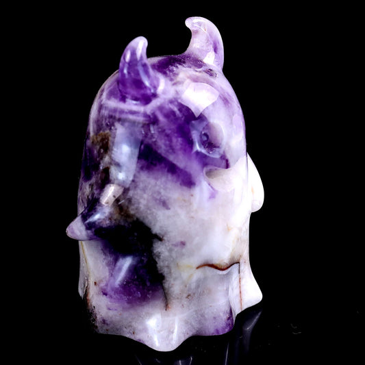 Nicedony 3.0” Natural Dream Amethyst Hand Carved Crystal Ghost Sculpture, Halloween Gift