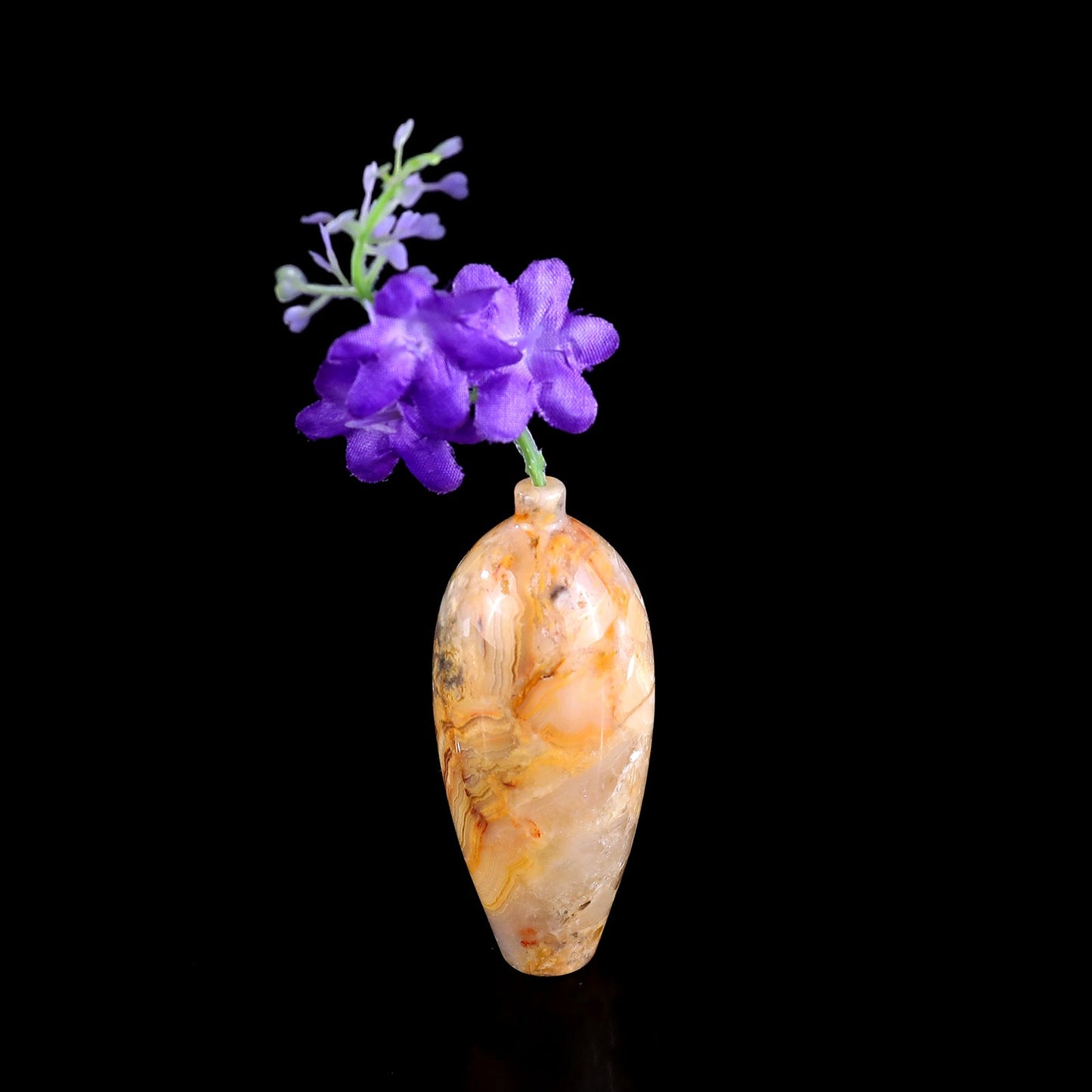 Nicedony 3.0" Gemstone Hand Carved Vase, Incense Holder Sculpture - #S100114