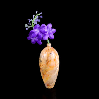 Nicedony 3.0" Gemstone Hand Carved Vase, Incense Holder Sculpture - #S100114