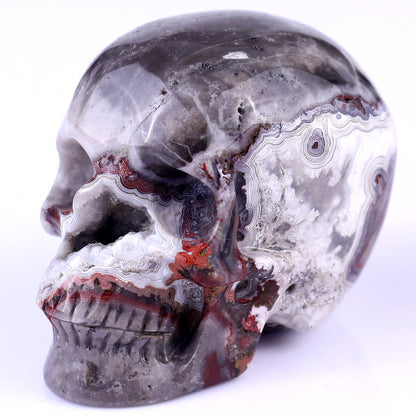 Nicedony 3.0" Red Crazy Lace Agate Hand Carved Geode Skull Sculpture - View 7