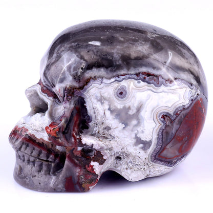 Nicedony 3.0" Red Crazy Lace Agate Hand Carved Geode Skull Sculpture - View 4