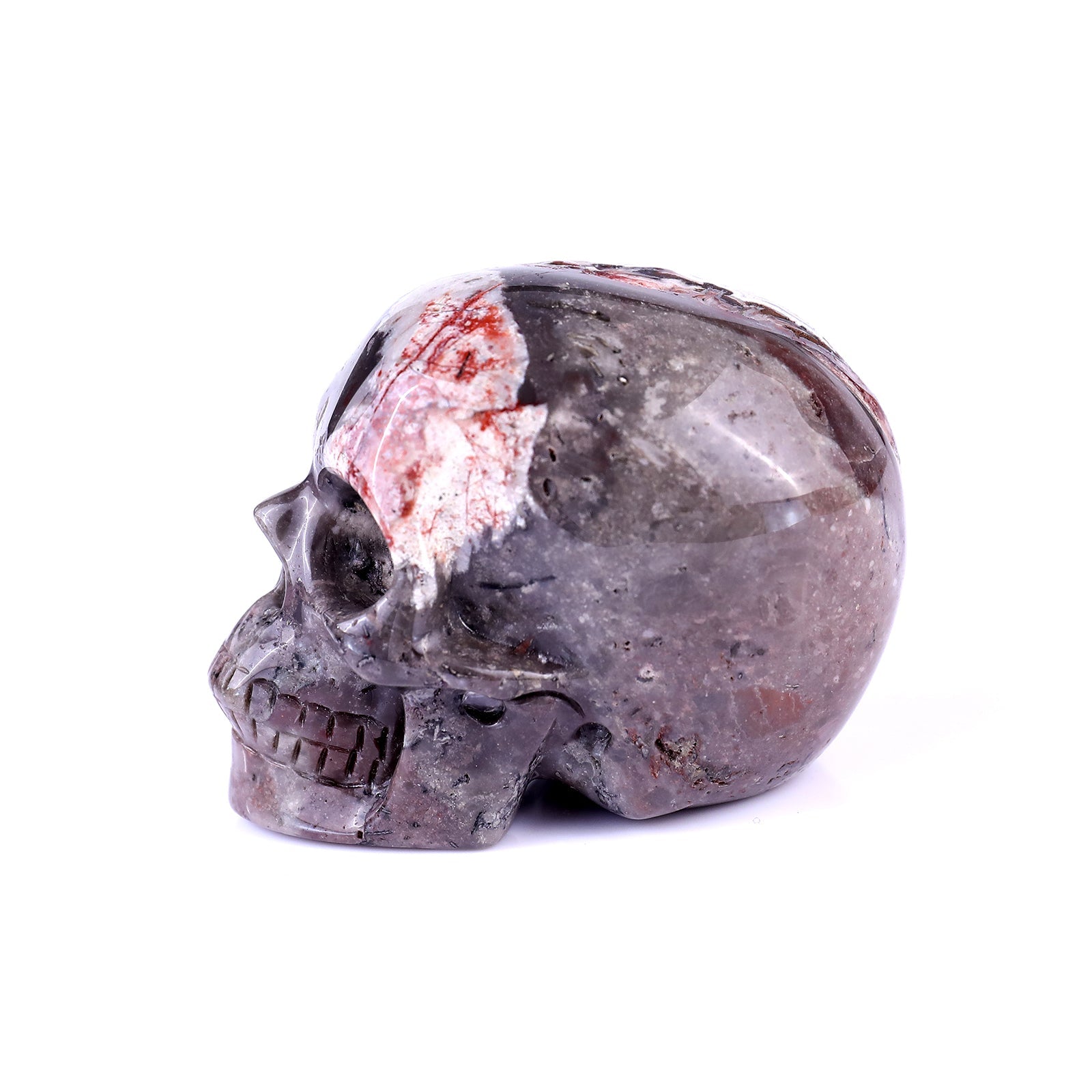 Nicedony 3.0" Red Crazy Lace Agate Hand Carved Realistic Skull - View 31