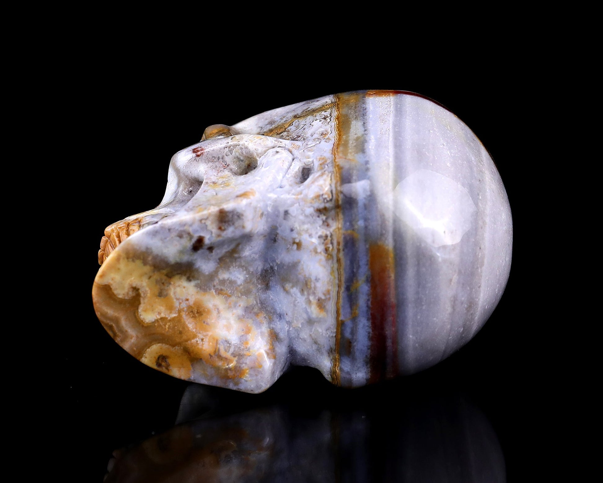 Nicedony 3.0" Red Crazy Lace Agate Hand Carved Realistic Skull - View 26