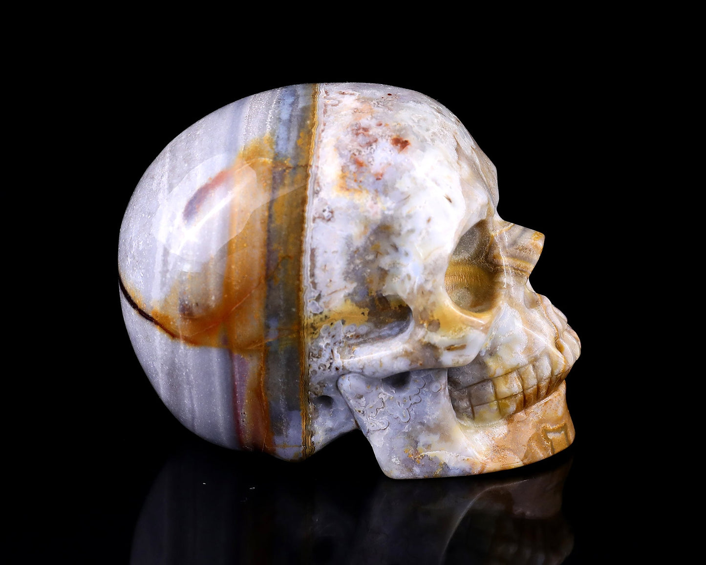 Nicedony 3.0" Red Crazy Lace Agate Hand Carved Realistic Skull - View 23