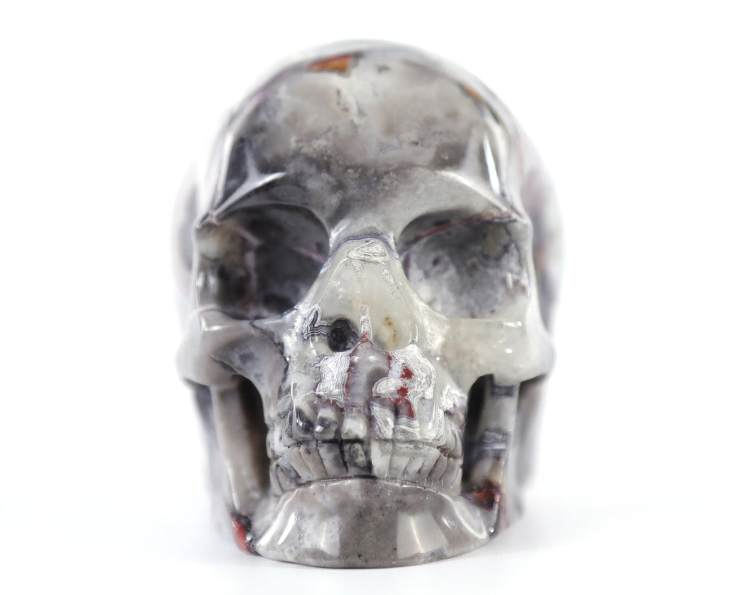 Nicedony 3.0" Red Crazy Lace Agate Hand Carved Realistic Skull - View 12