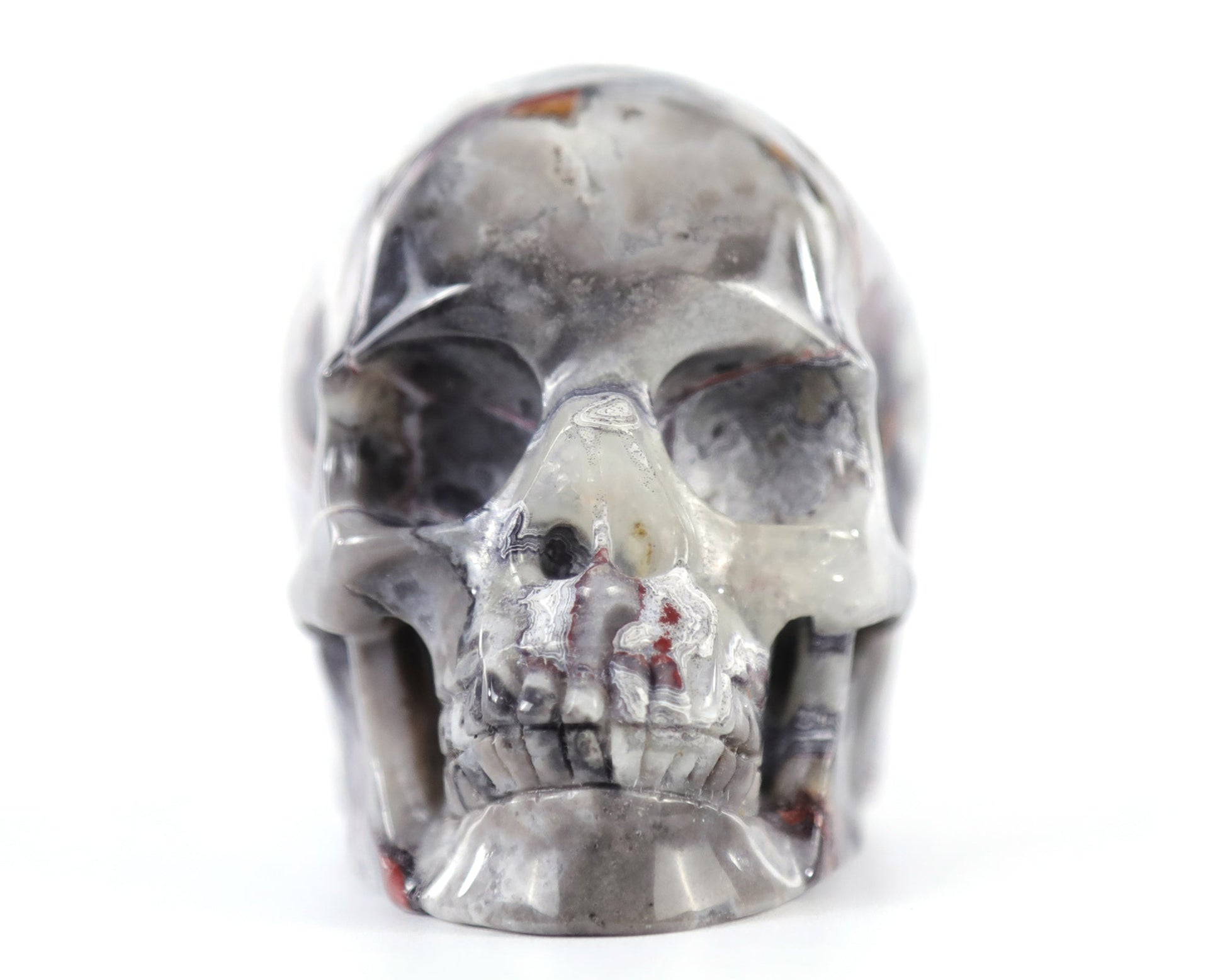 Nicedony 3.0" Red Crazy Lace Agate Hand Carved Realistic Skull - View 12