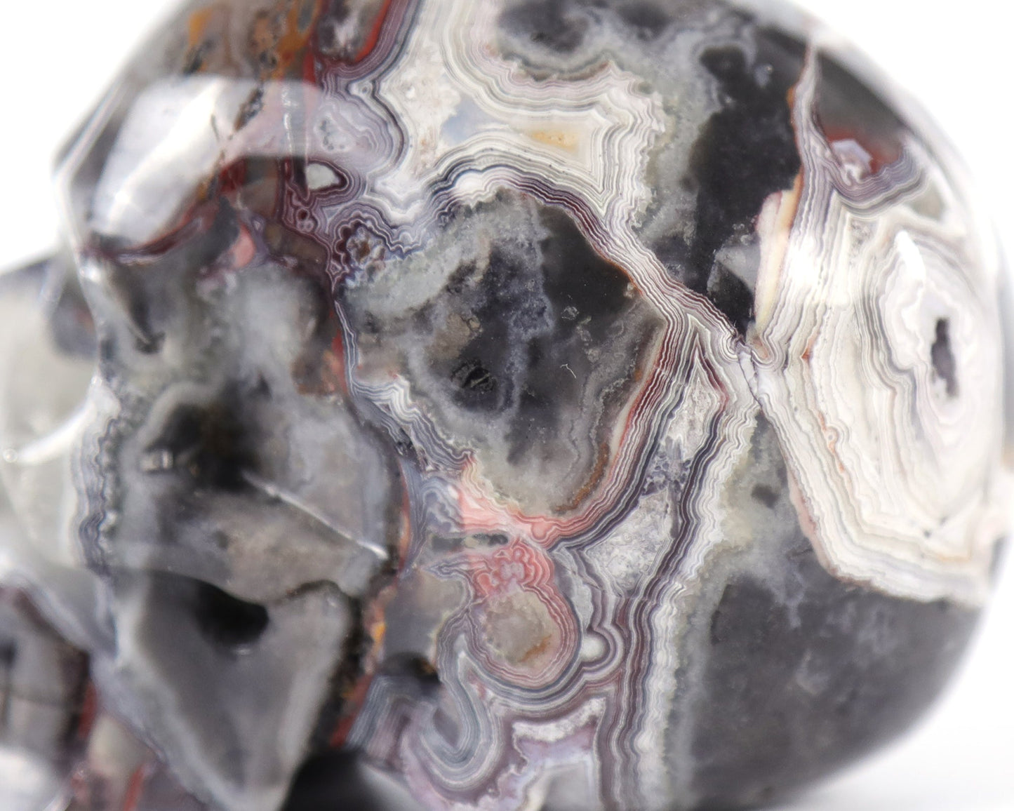Nicedony 3.0" Red Crazy Lace Agate Hand Carved Realistic Skull - View 6